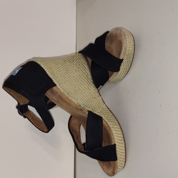 Toms Sienna Canvas Wedge Platform Sandal Size 9.5 - Picture 6 of 9